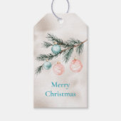 Étiquettes-cadeau Pearl Aqua Pink Christmas Tree Branch Ornements (Devant)