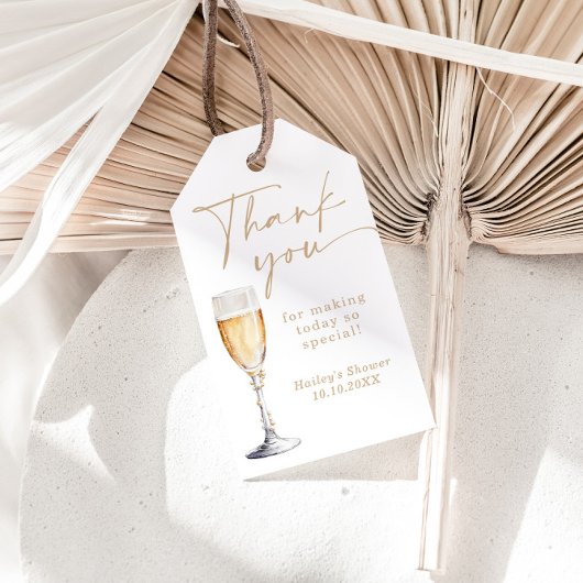 Étiquettes-cadeau Pearls and Prosecco Bridal Shower Thank You Tag