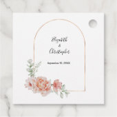 Étiquettes Cadeau Pêche Floral tendance Arc verdure Mariage moderne (Dos)