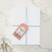 Étiquettes-cadeau Pêche Orange Spring Flora Merci vert (Avec de laficelle)