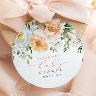 Étiquettes Cadeau Pêcher Floral Bébé Dans Fleur Baby shower Fille