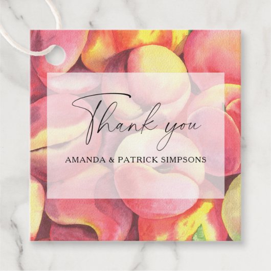 Étiquettes Cadeau Pêches - Merci Mariage (Devant)