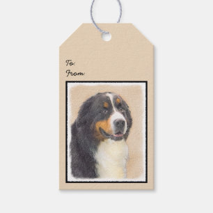 Étiquettes-cadeau Peinture bernoise de chien de montagne - Art origi