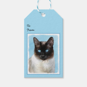 Étiquettes-cadeau Peinture de chat siamois - Art original de chat mi