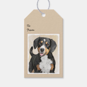 Étiquettes-cadeau Peinture de Chien de Montagne Entlebucher - Art or