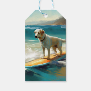 Étiquettes-cadeau Peinture de Surf sur Plage de Berger Anatolien