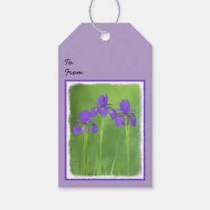 Étiquettes-cadeau Peinture Iris Violet - Art Fleur Originale