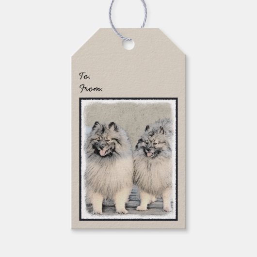 Étiquettes-cadeau Peinture Keeshond Brothers - Art Chien original (Devant)