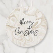 Étiquettes Cadeau Peinture marbrée sur tons blancs Mariage de Noël (Devant)
