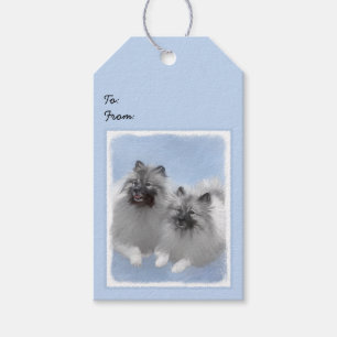 Étiquettes-cadeau Peinture originale d'un couple de Keeshond - Art a
