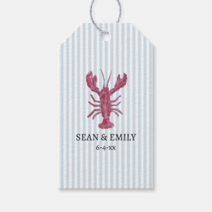 Étiquettes-cadeau Peinture personnalisée de homard rayure nautique d