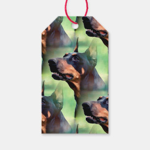 Étiquettes-cadeau Peinture rêveuse de visage de Pinscher de