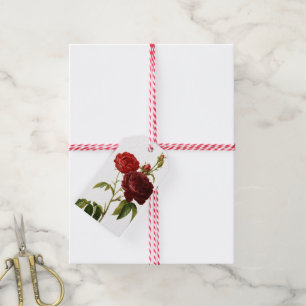 Étiquettes-cadeau Peinture vintage rouge-foncé de roses