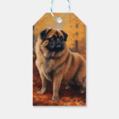 Étiquettes-cadeau Pekingese à l'automne Feuilles automne Inspire (Dos)