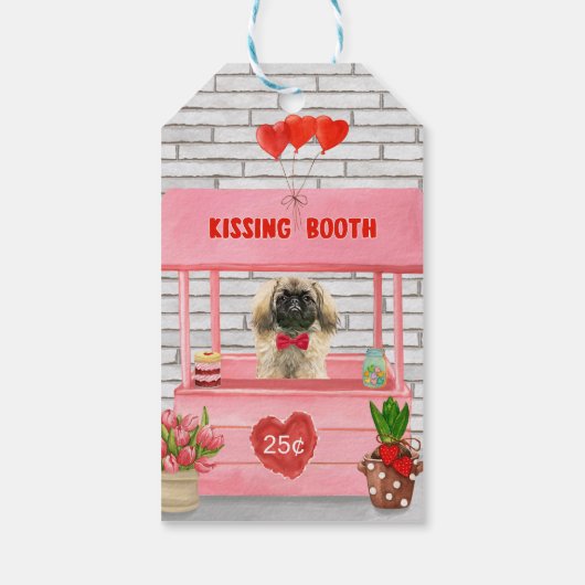 Étiquettes-cadeau pekingese Chien Valentine's Day Kissing Booth (Dos)