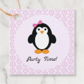 Étiquettes Cadeau Penguin, fille du temps de la fête (Devant)