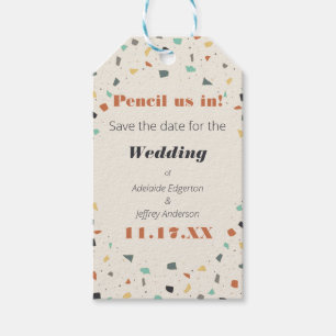 Étiquettes-cadeau Pensez-nous dans Save Date Terrazzo Tile