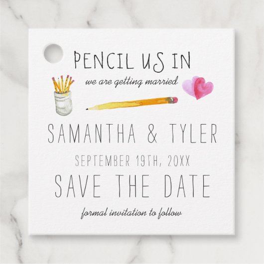 Étiquettes Cadeau Pensez-nous | Mariage Enregistrer les balises Date (Devant)