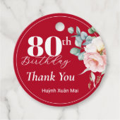 Étiquettes Cadeau Peony sur Red Birday (Devant)