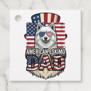 Étiquettes Cadeau Père Esquimau Américain Patriotique Vintage Chien