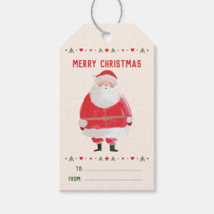 Étiquettes-cadeau Père Noël aquarelle scandinave