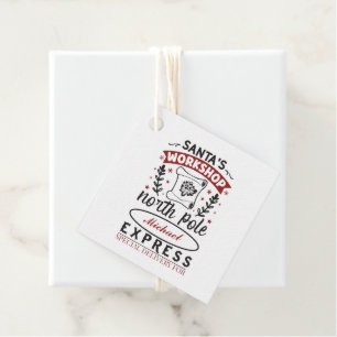 Étiquettes Cadeau Père Noël atelier North Pôle ajouter nom