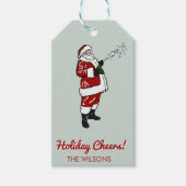 Étiquettes-cadeau Père Noël avec Bouteille de Champagne (Devant)