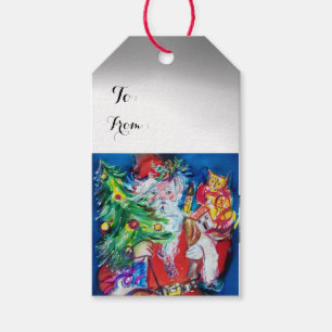 ÉTIQUETTES-CADEAU PÈRE NOËL AVEC L'ARBRE ET LES CADEAUX DE NOËL