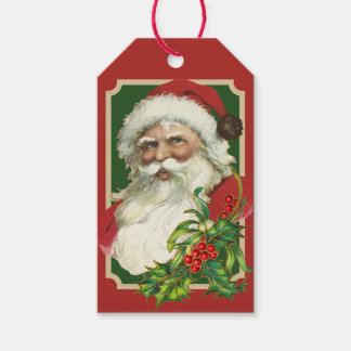 Étiquettes-cadeau Père Noël des Fêtes Classiques Rouge et Vert
