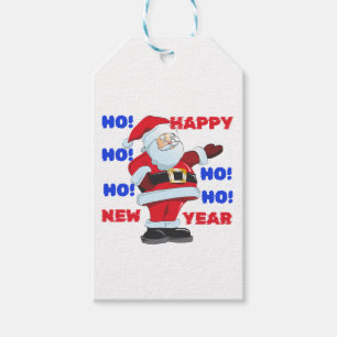 Étiquettes-cadeau PÈRE NOËL DIT : HEUREUX NOUVEL AN. Oh ! Oh ! Oh !