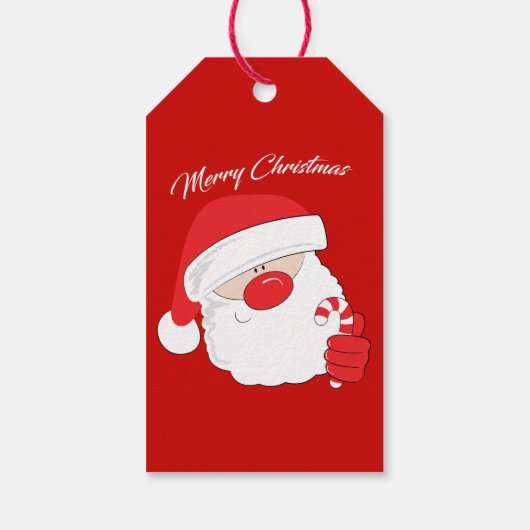 Étiquettes-cadeau Père Noël Face - texte blanc. (Dos)