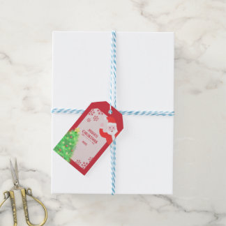Étiquettes-cadeau père noël fantaisiste sapin joyeux noël 