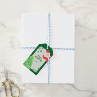 Étiquettes-cadeau Père Noël fantaisiste sapin joyeux noël