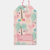 Étiquettes-cadeau Père Noël Flamant rose - Fun rose Tropical Noël (Devant)