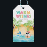 Étiquettes-cadeau Père Noël Mermaid Tropical Beach Palms Christmas<br><div class="desc">L'ornement de Noël tropical "Chaleureux" présente Père Noël et une sirène nageant dans l'océan au coucher du soleil,  encadrée par une paire de palmiers plantés de lampadaires. Père Noël sirote un cocktail dans un ananas et clignote l'aloha hawaïen accroché au panneau. Art par KL Stock.</div>