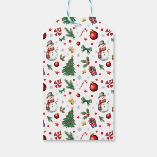 Étiquettes-cadeau Père Noël mignon et Motif festif Joyeux Noël (Dos)