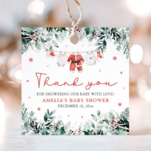 Étiquettes Cadeau Père Noël rouge Bébé Vêtements de Noël Corde à lin