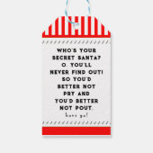 Étiquettes-cadeau Père Noël secrète (Dos)