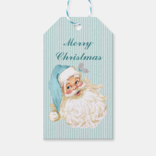 Étiquettes-cadeau Père Noël victorien vintage turquoise
