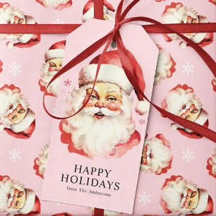 Étiquettes-cadeau Père Noël Vintage Rétro Rose Noël