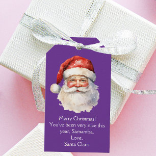 Étiquettes-cadeau Père Noël violet Noël personnalisé