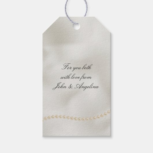 Étiquettes-cadeau Perles Blanc Luxe (Devant)