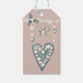 Étiquettes-cadeau Perles de Coeurs Valentin Vert Moderne (Devant)