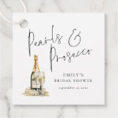 Étiquettes Cadeau Perles et Prosecco Elegant Script Fête des mariées (Devant)