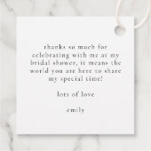 Étiquettes Cadeau Perles et Prosecco Élégant Script Invitation Maria (Dos)