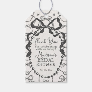 Étiquettes-cadeau Perles & Prosecco Black Bow Fête des mariées Favor