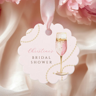 Étiquettes Cadeau Perles Prosecco Rose Or Mariage
