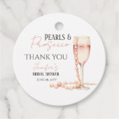 Étiquettes Cadeau Perles & Prosecco Rose Pâle Cadeau de Réception de (Devant)
