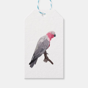 Étiquettes-cadeau Perroquet rose à la main, oiseau tropical assis