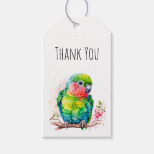 Étiquettes-cadeau Perroquet vert - Merci d'oiseau bébé mignon